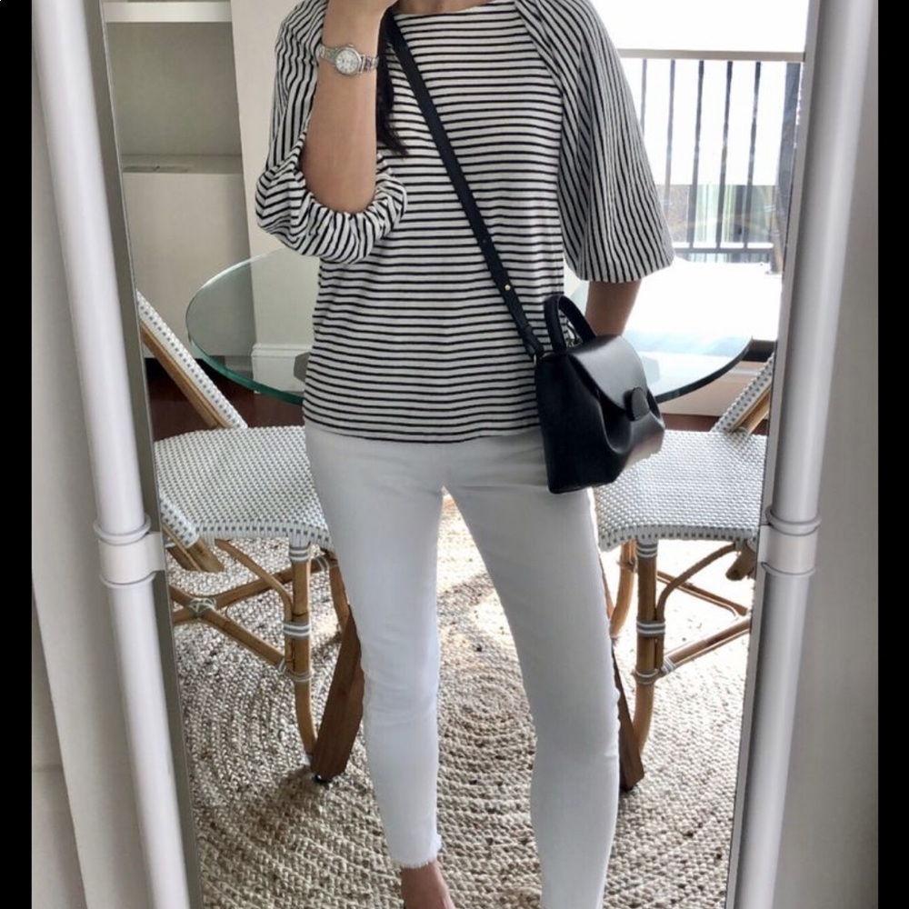 Banana republic striped puff top